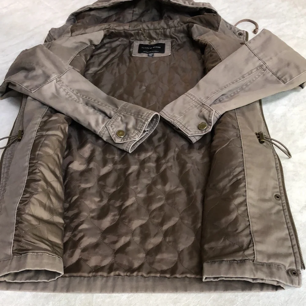 Lucky Brand Women’s Military Field Jacket Hood Full Zip Olive Green Size XS - Picture 8 of 14